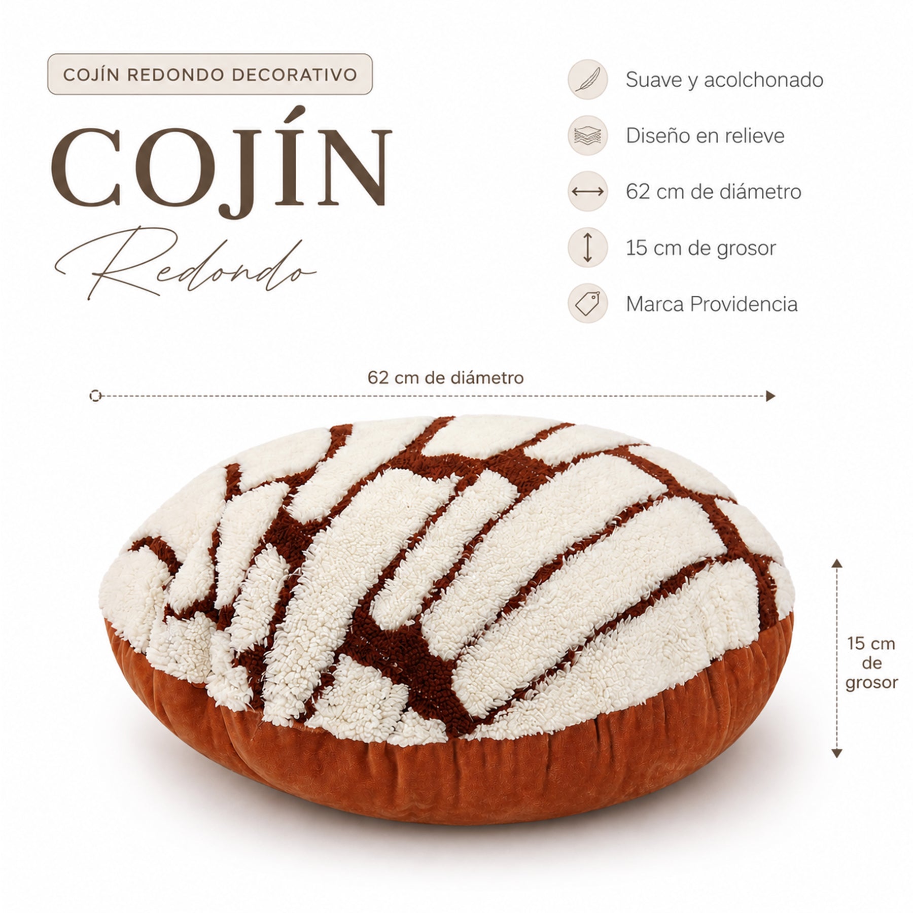 Cojín Decorativo Jacquard Concha Vainilla  62cm Providencia®