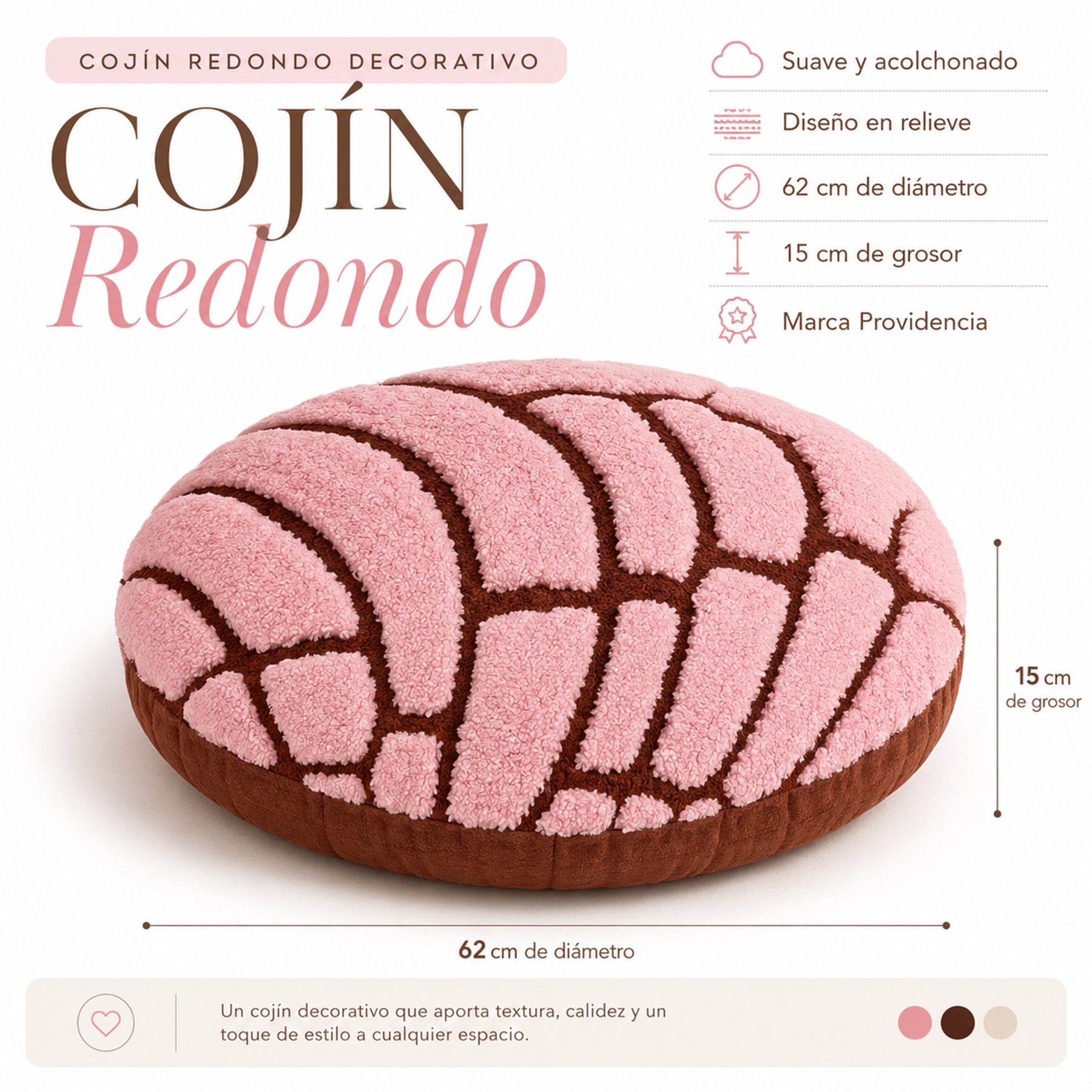 Cojín Decorativo Jacquard Concha Fresa 62cm Providencia®