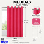 Set De Cortinas Blackout 2pz 1.37 X 2.13mts Marca Luna® Fucsia