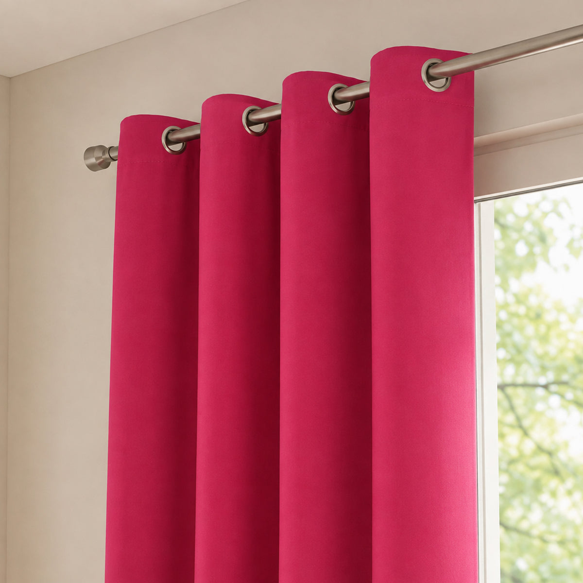 Set De Cortinas Blackout 2pz 1.37 X 2.13mts Marca Luna® Fucsia