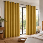 Set De Cortinas Blackout Impermeables 1.37 X 2.13mts Luna® Mostaza