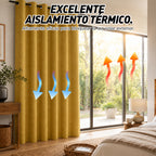 Set De Cortinas Blackout Impermeables 1.37 X 2.13mts Luna® Mostaza