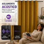 Set De Cortinas Blackout Impermeables 1.37 X 2.13mts Luna® Mostaza