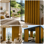 Set De Cortinas Blackout Impermeables 1.37 X 2.13mts Luna® Mostaza