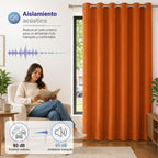 Set De Cortinas Blackout 2pz 1.37 X 2.13mts Marca Luna® Naranja