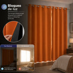 Set De Cortinas Blackout 2pz 1.37 X 2.13mts Marca Luna® Naranja