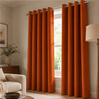 Set De Cortinas Blackout 2pz 1.37 X 2.13mts Marca Luna® Naranja