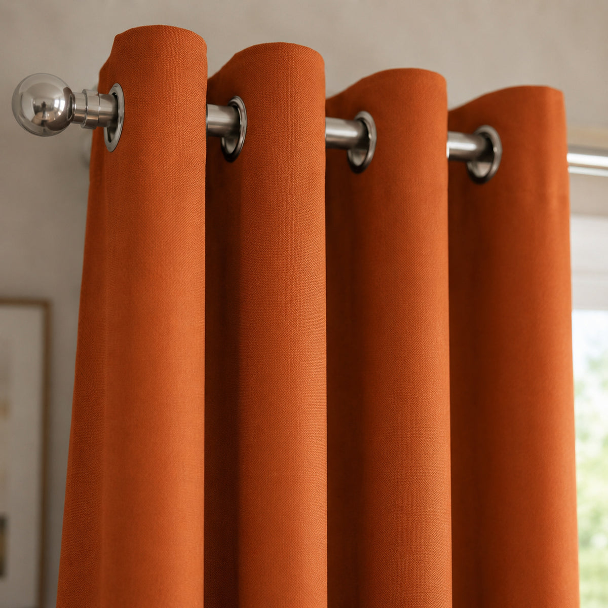 Set De Cortinas Blackout 2pz 1.37 X 2.13mts Marca Luna® Naranja