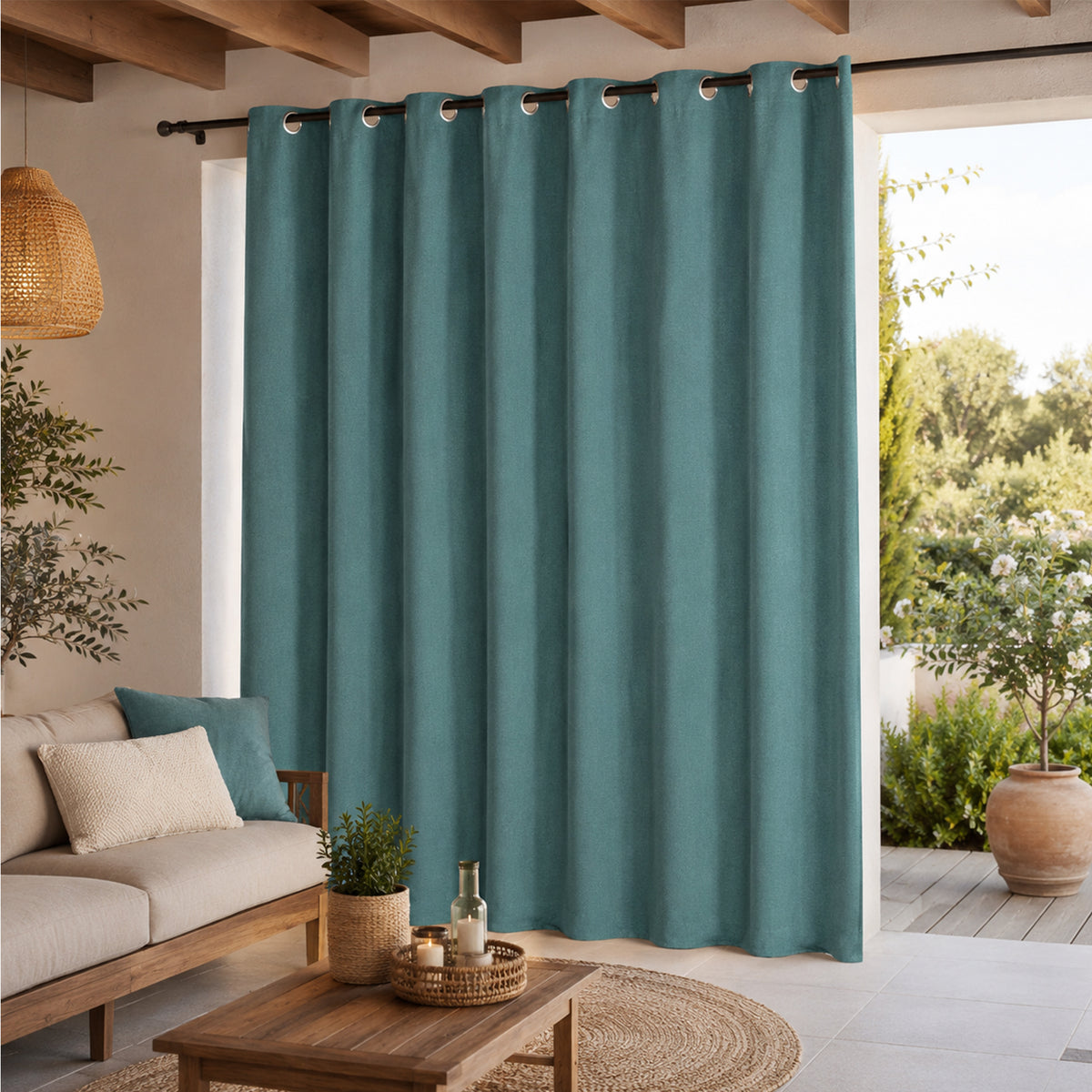Set De Cortinas Blackout Impermeables 1.37 X 2.13mts Luna® Verde Menta