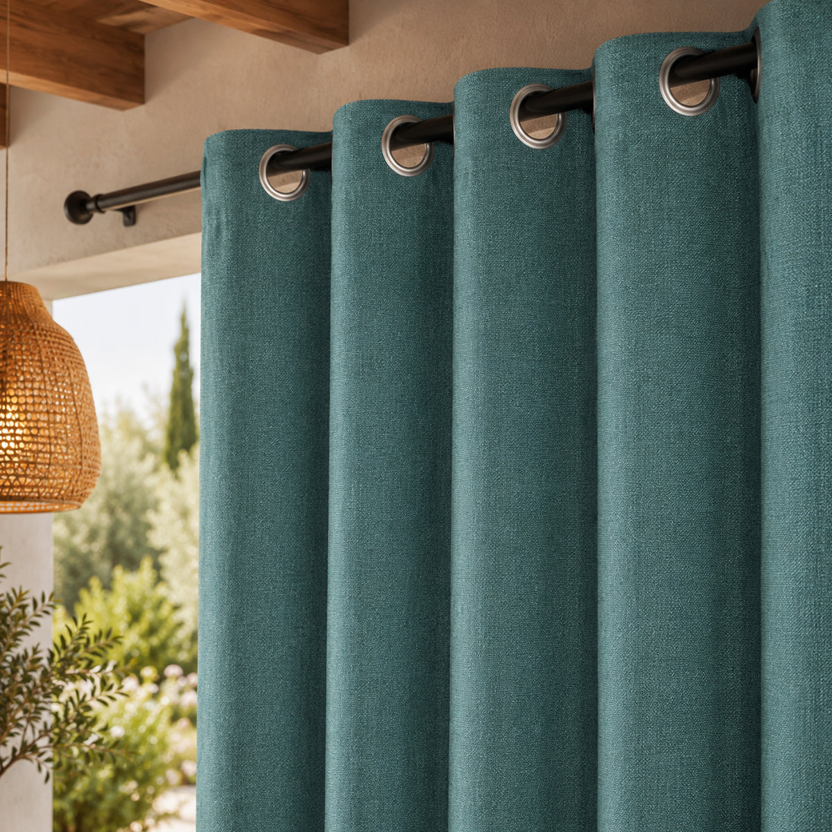 Set De Cortinas Blackout Impermeables 1.37 X 2.13mts Luna® Verde Menta