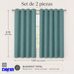 Set De Cortinas Blackout Impermeables 1.37 X 2.13mts Luna® Verde Menta