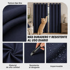 Set De Cortinas Blackout Impermeables 1.37 X 2.13mts Luna® Azul Marino