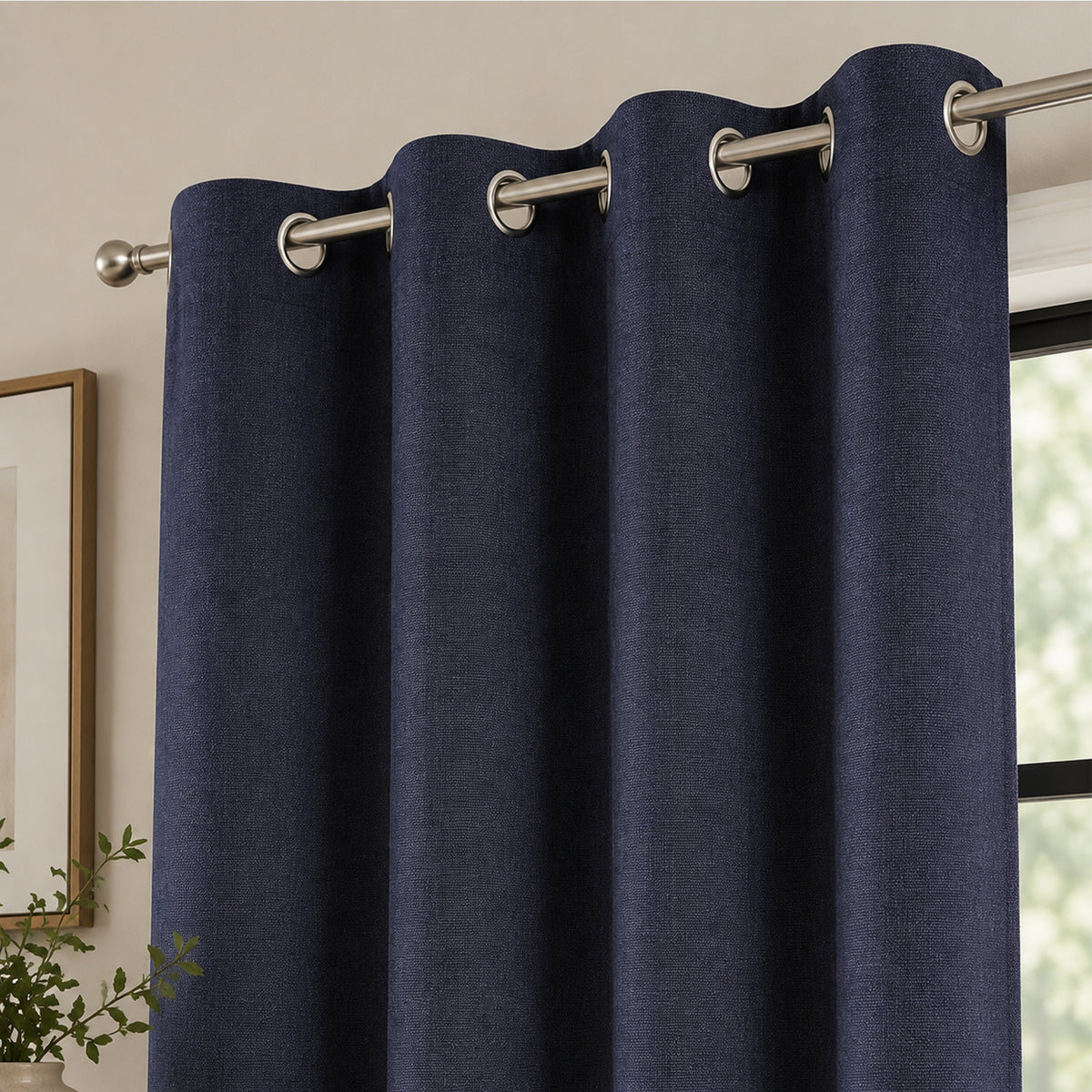 Set De Cortinas Blackout Impermeables 1.37 X 2.13mts Luna® Azul Marino