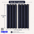 Set De Cortinas Blackout Impermeables 1.37 X 2.13mts Luna® Azul Marino