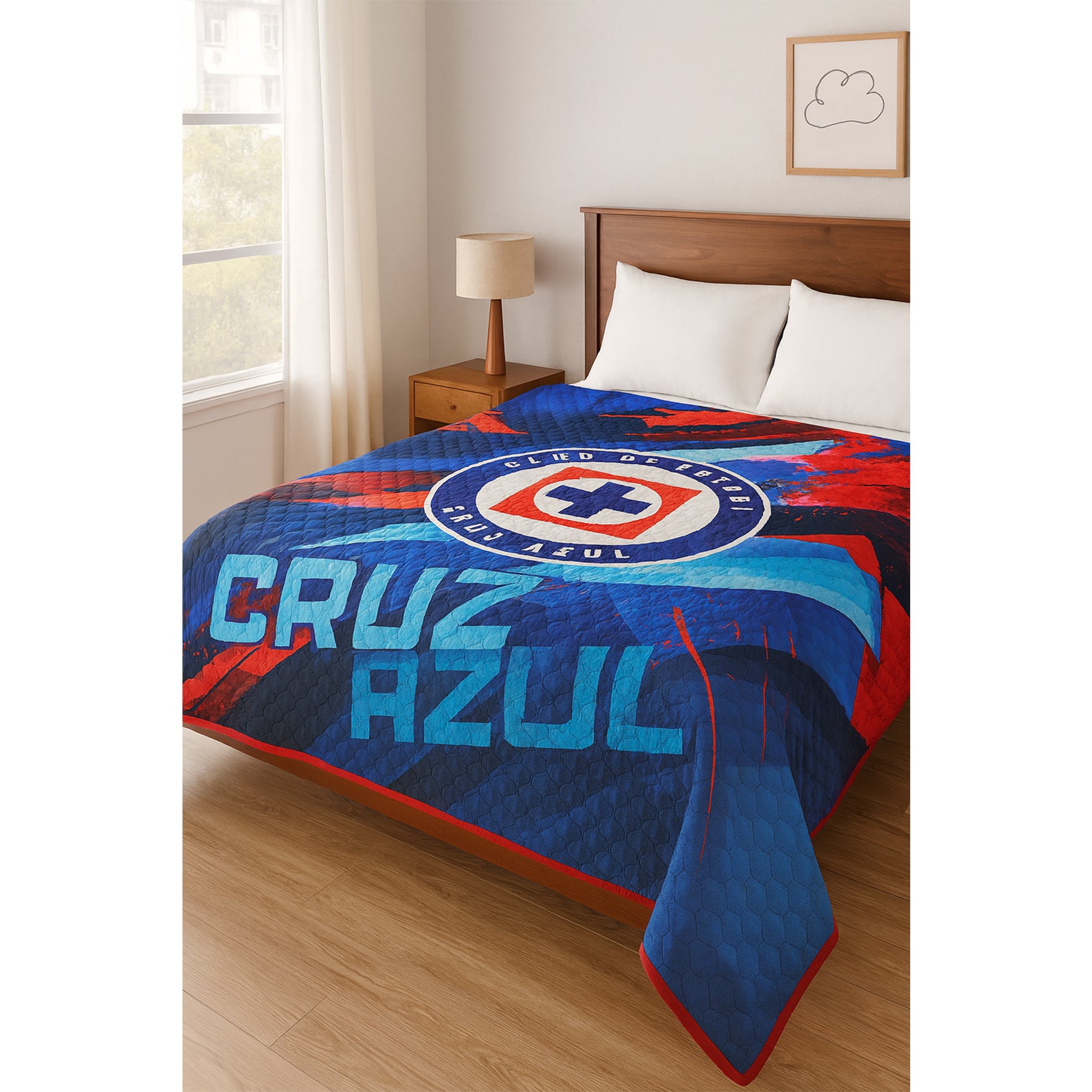 Colcha Capitonada Equipos De Futbol 1.80x2.20 Providencia® Cruz Azul