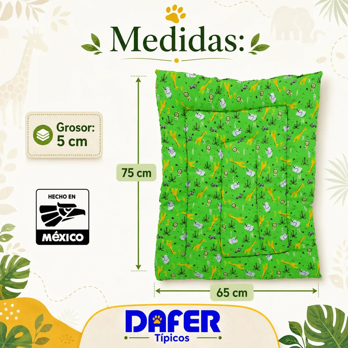 Tapete Estampado Y Acolchado Transportadora Para Mascota Safari Verde