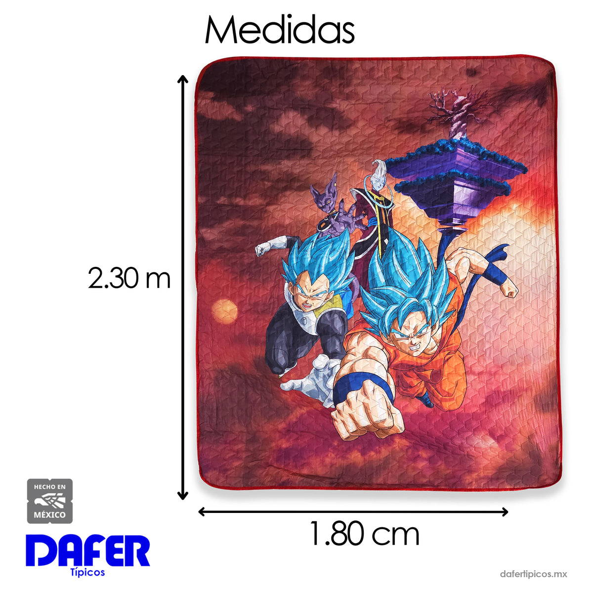 Colcha Capitonada Refrescante 1.80x2.20 Providencia® Dragon Ball Z
