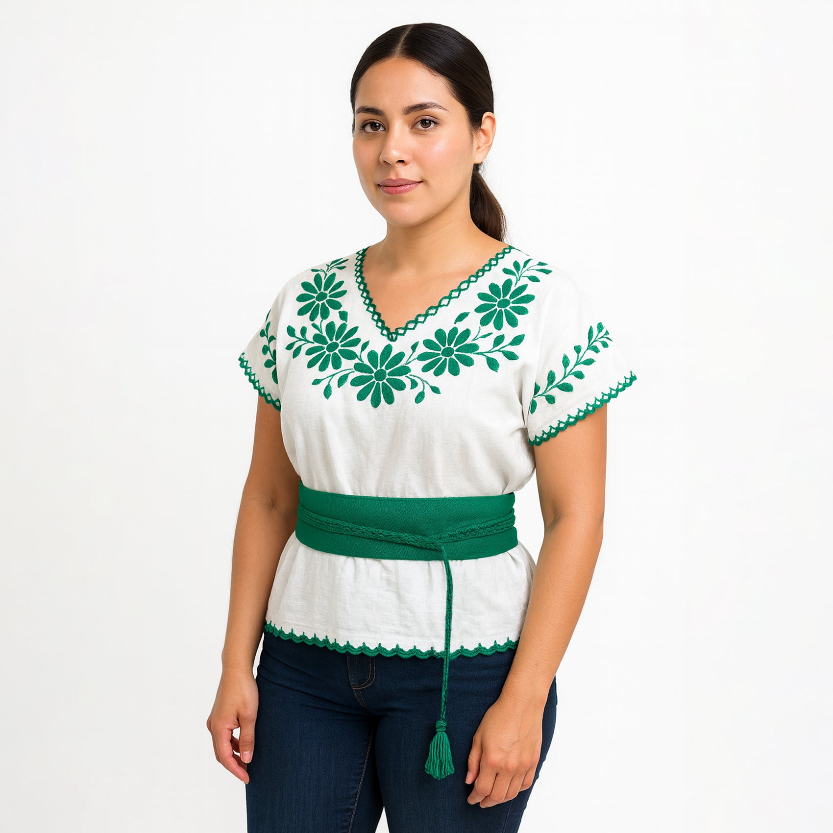 Cinturón Fajilla Artesanal Con Cordones Trenzados Unisex Verde