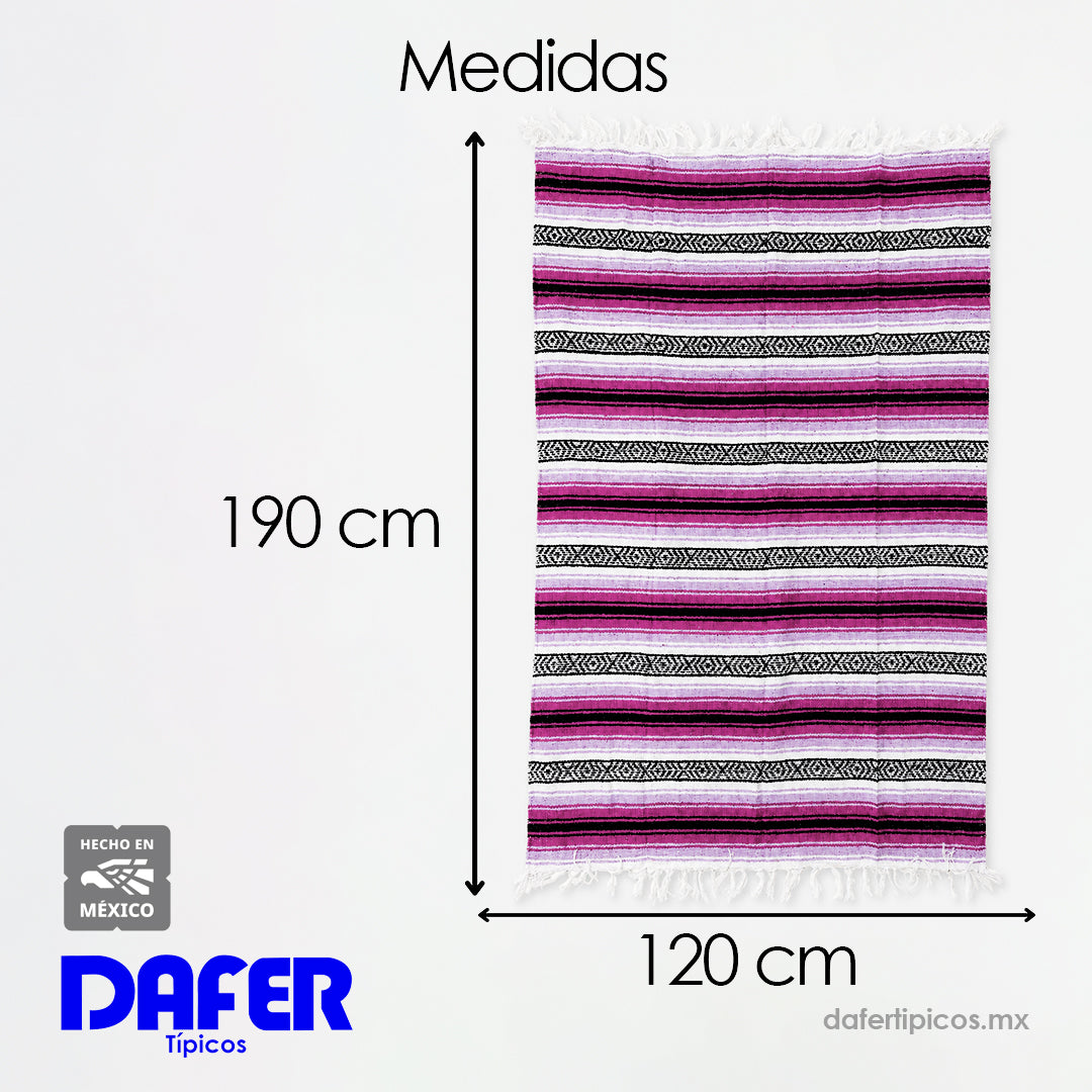 Falsa Artesanal 1.90m X 1.20m Cobija Multiusos Mexicana Lila