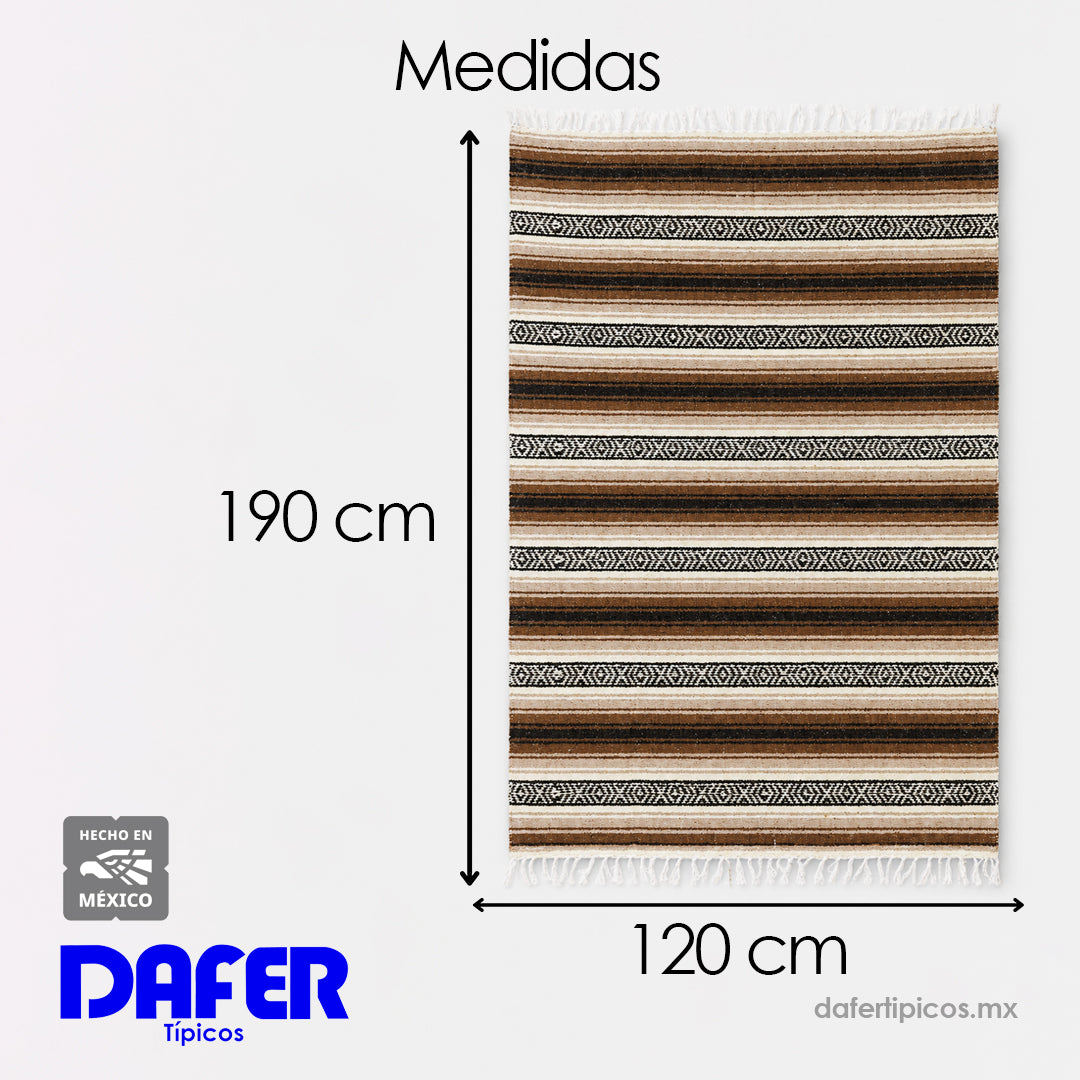 Falsa Artesanal 1.90m X 1.20m Cobija Multiusos Mexicana Marrón Claro