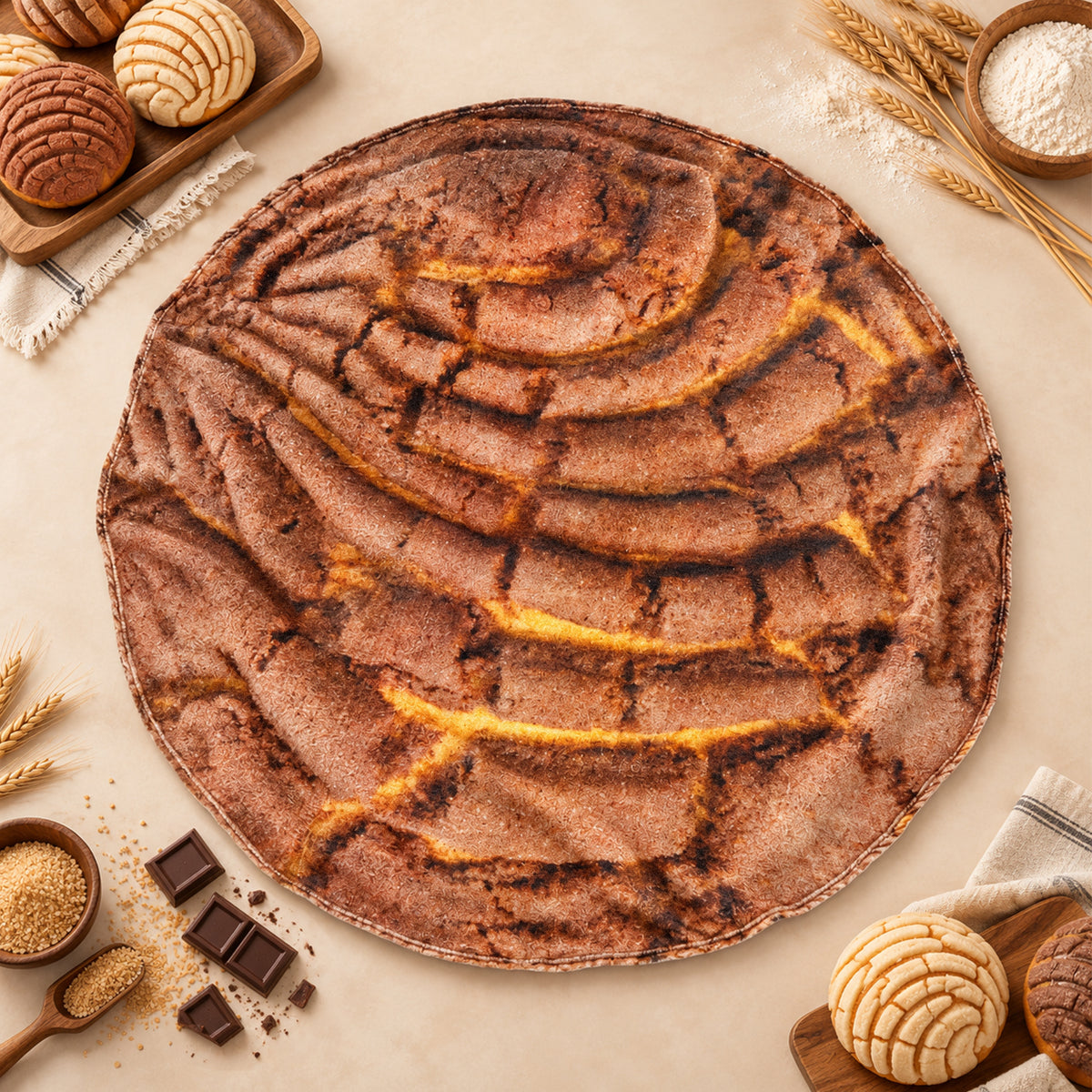 Frazada Divertida Circular Suave Marca Providencia® Concha Chocolate