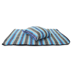 Frazada De Viaje Artesanal Con Almohada Set De Descanso Azules