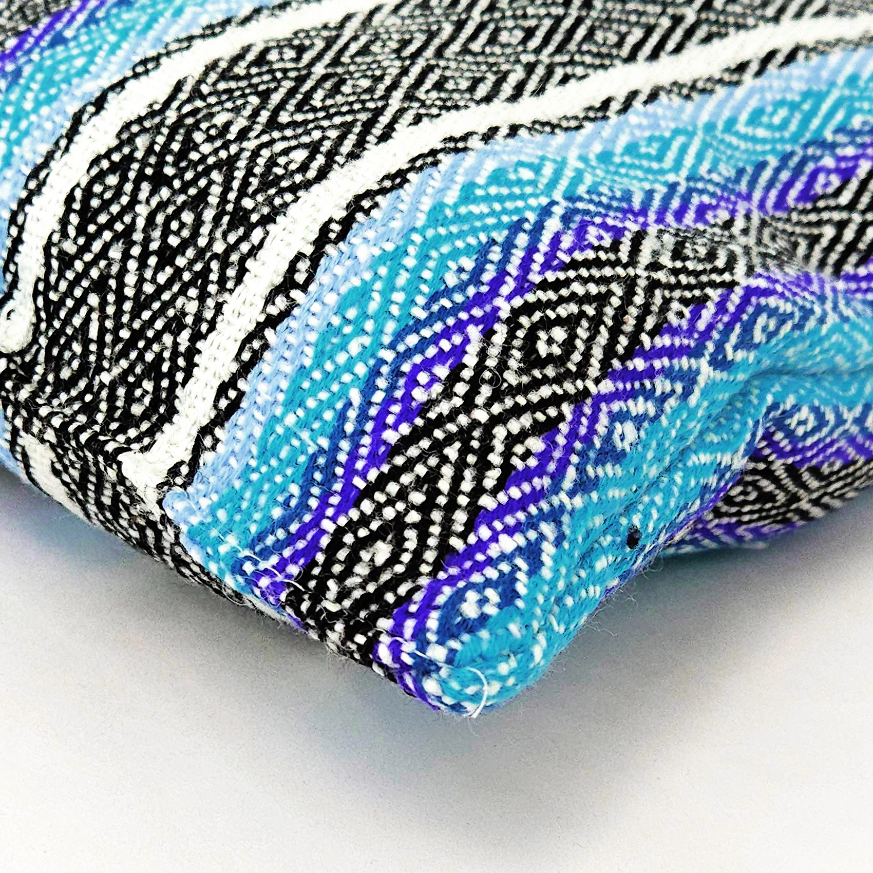 Frazada De Viaje Artesanal Con Almohada Set De Descanso Azules