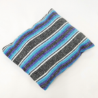 Frazada De Viaje Artesanal Con Almohada Set De Descanso Azules