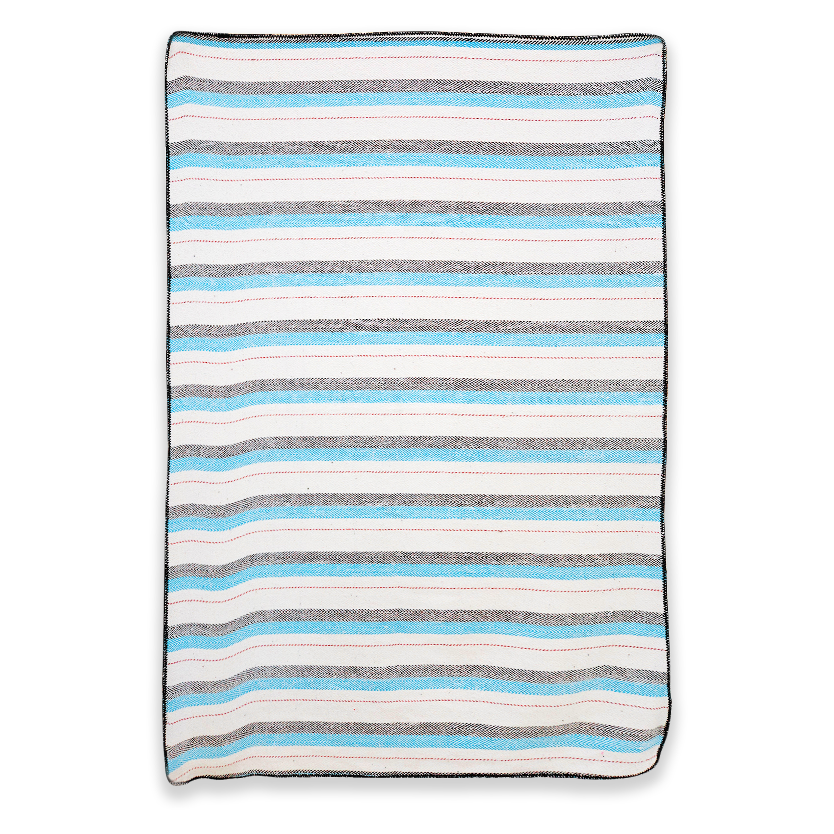 Frazada De Viaje Artesanal Con Almohada Set De Descanso Azul / blanco