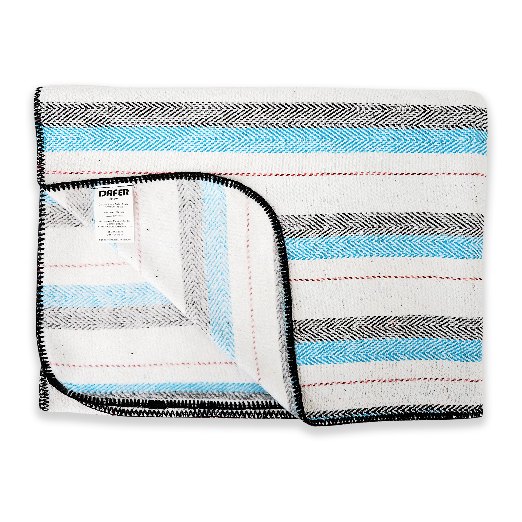 Frazada De Viaje Artesanal Con Almohada Set De Descanso Azul / blanco