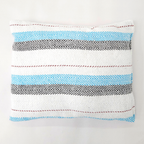 Frazada De Viaje Artesanal Con Almohada Set De Descanso Azul / blanco