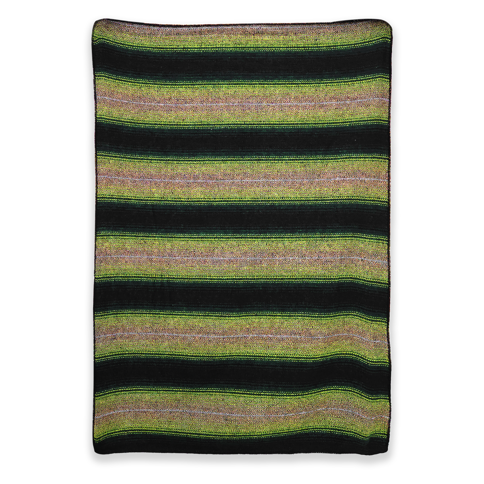 Frazada De Viaje Artesanal Con Almohada Set De Descanso Verdes
