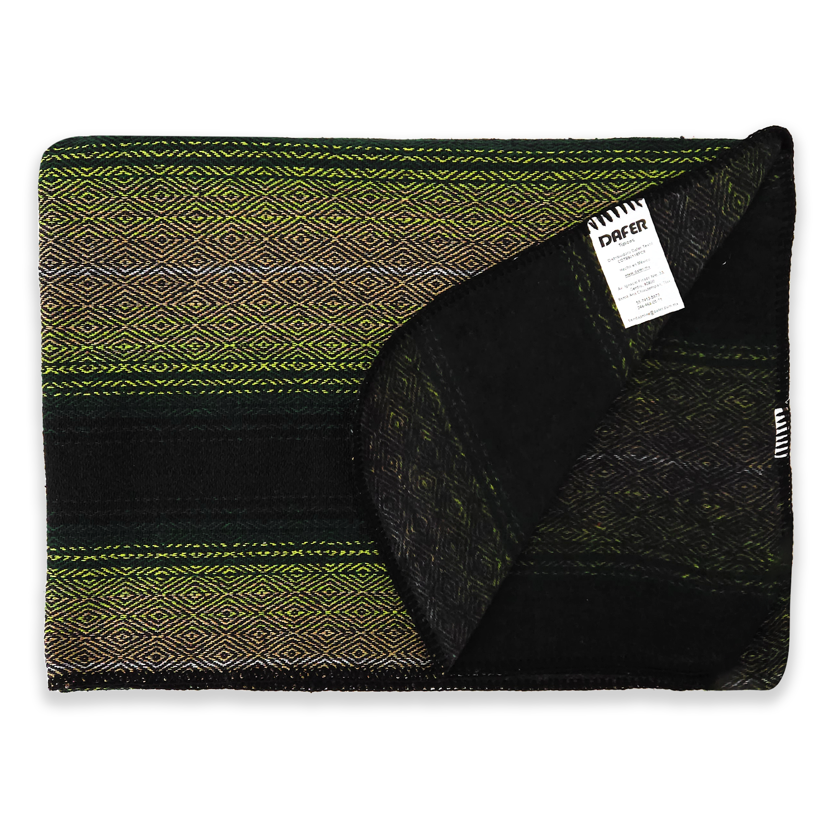 Frazada De Viaje Artesanal Con Almohada Set De Descanso Verdes