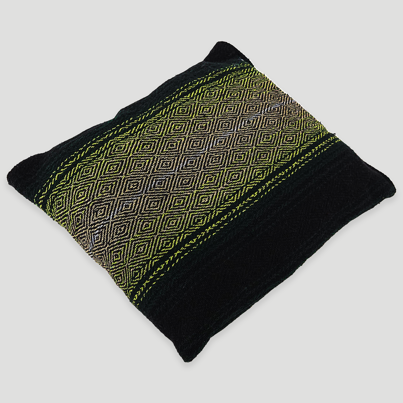 Frazada De Viaje Artesanal Con Almohada Set De Descanso Verdes