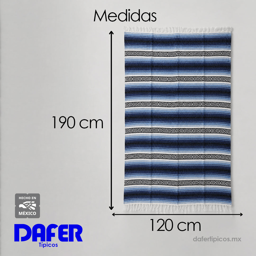 Falsa Artesanal 1.90m X 1.20m Cobija Multiusos Mexicana Azul