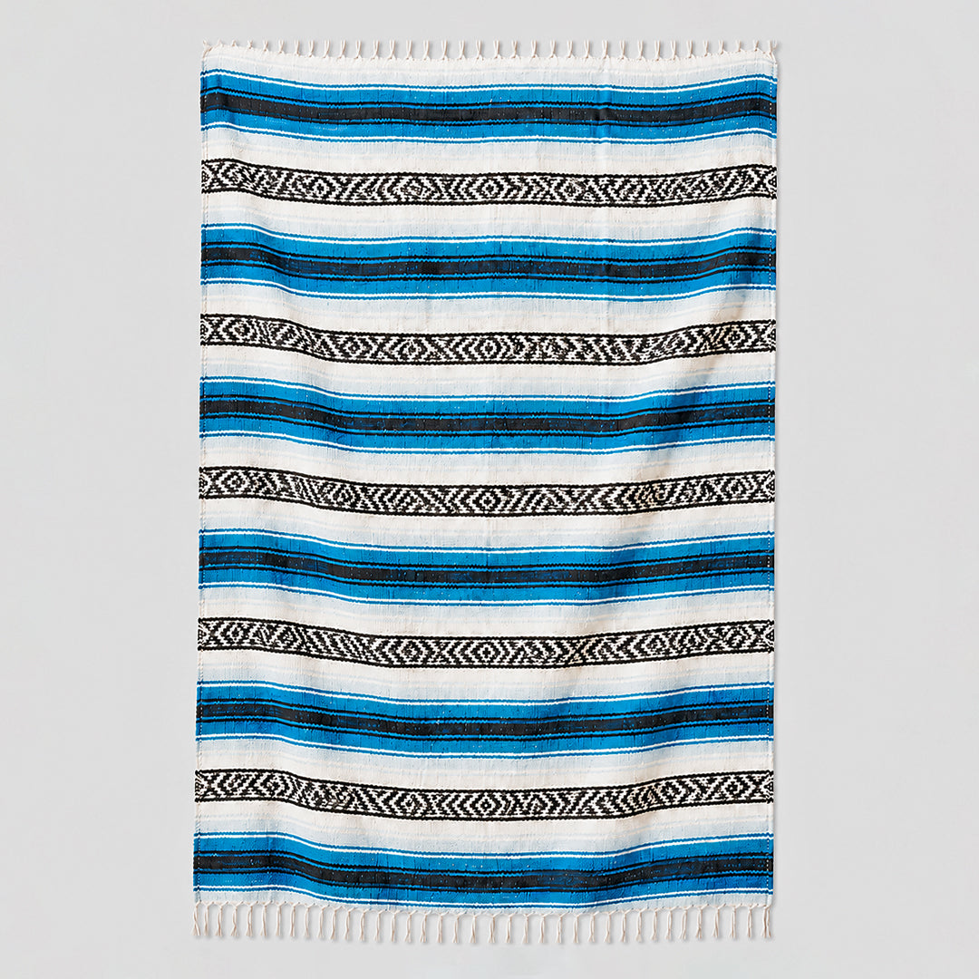 Falsa Artesanal 1.90m X 1.20m Cobija Multiusos Mexicana Azul Claro
