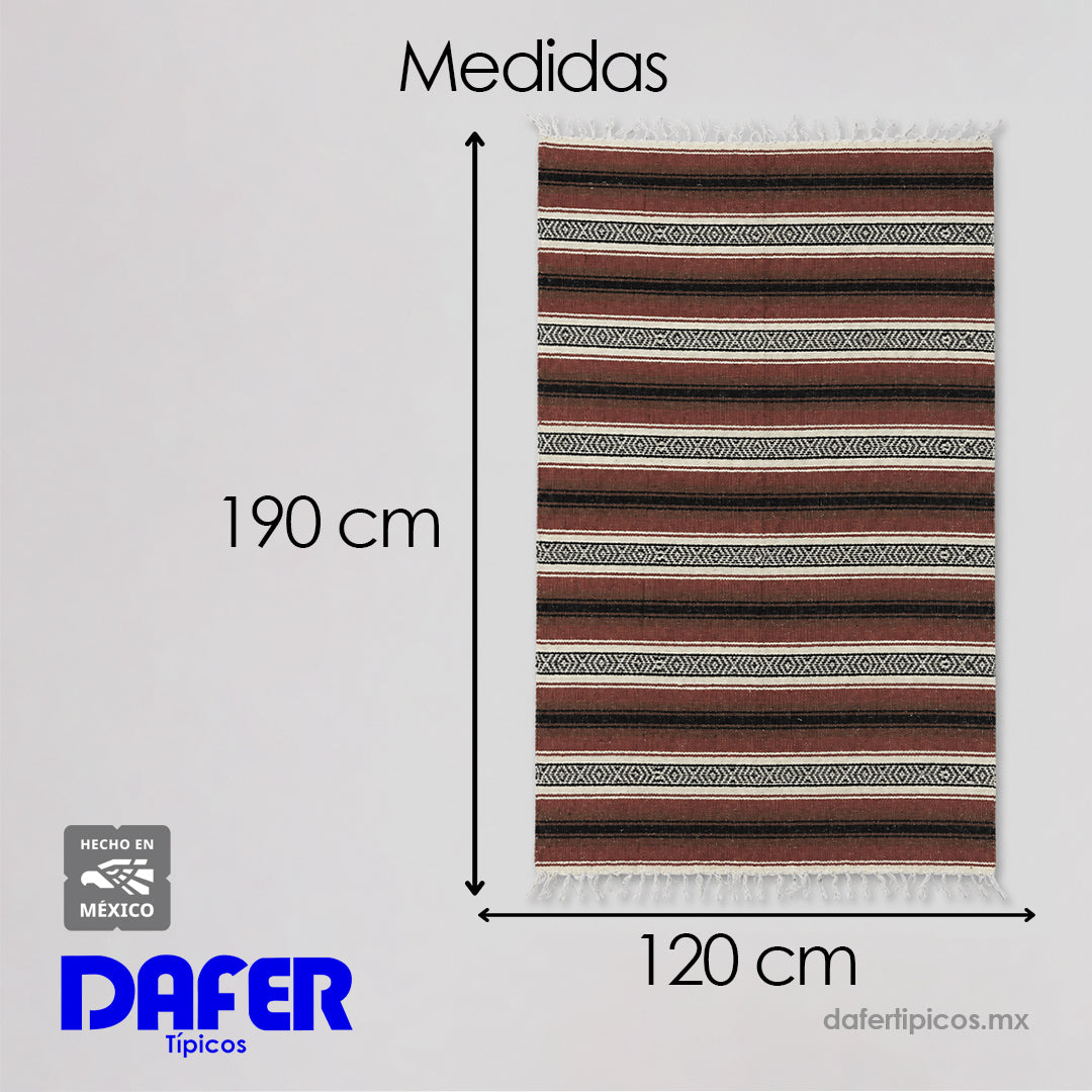 Falsa Artesanal 1.90m X 1.20m Cobija Multiusos Mexicana Marrón Oscuro