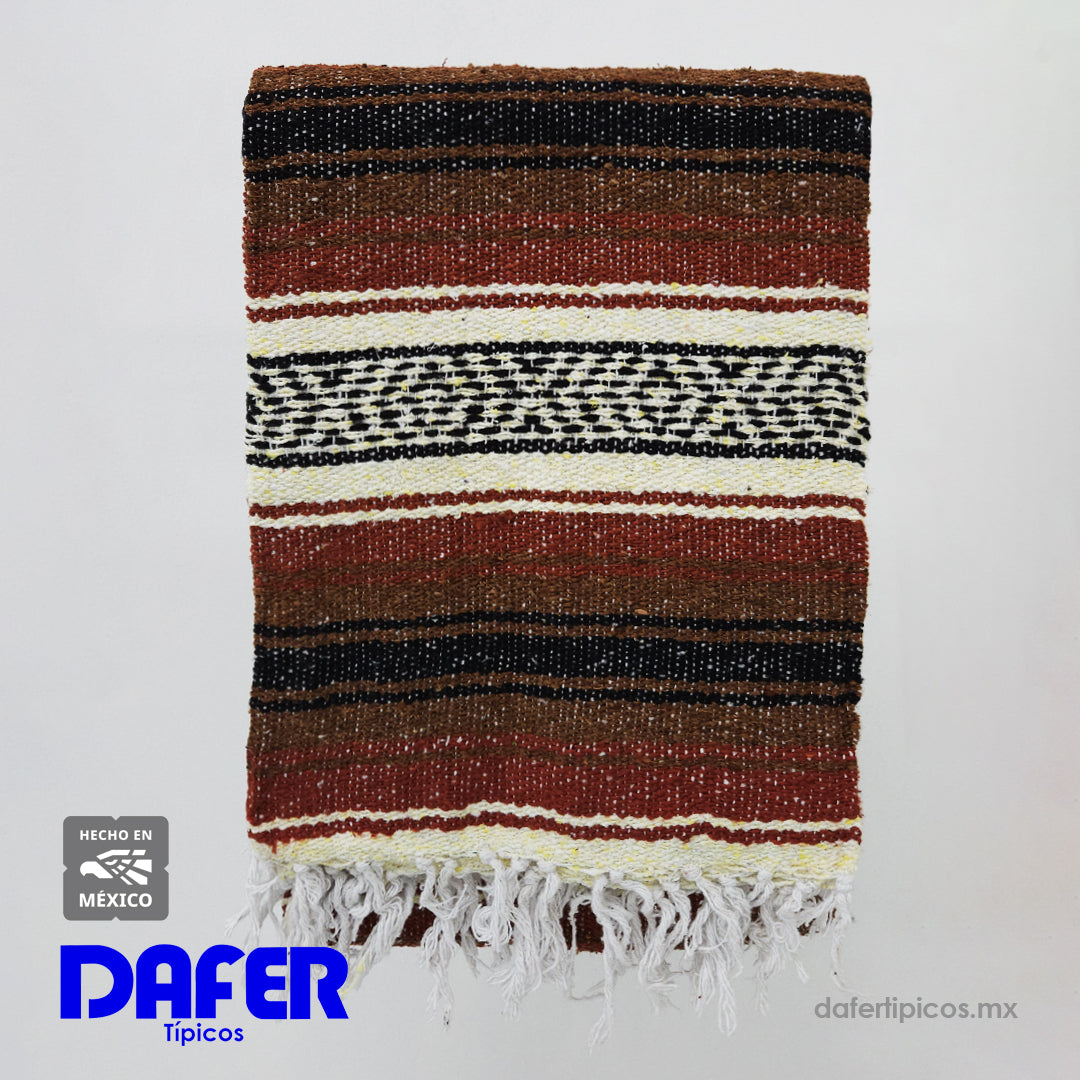 Falsa Artesanal 1.90m X 1.20m Cobija Multiusos Mexicana Marrón Oscuro