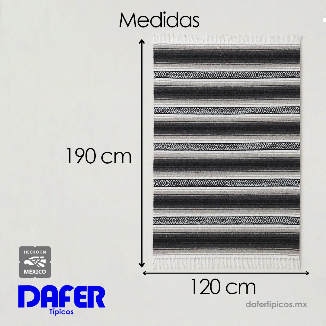 Falsa Artesanal 1.90m X 1.20m Cobija Multiusos Mexicana Gris