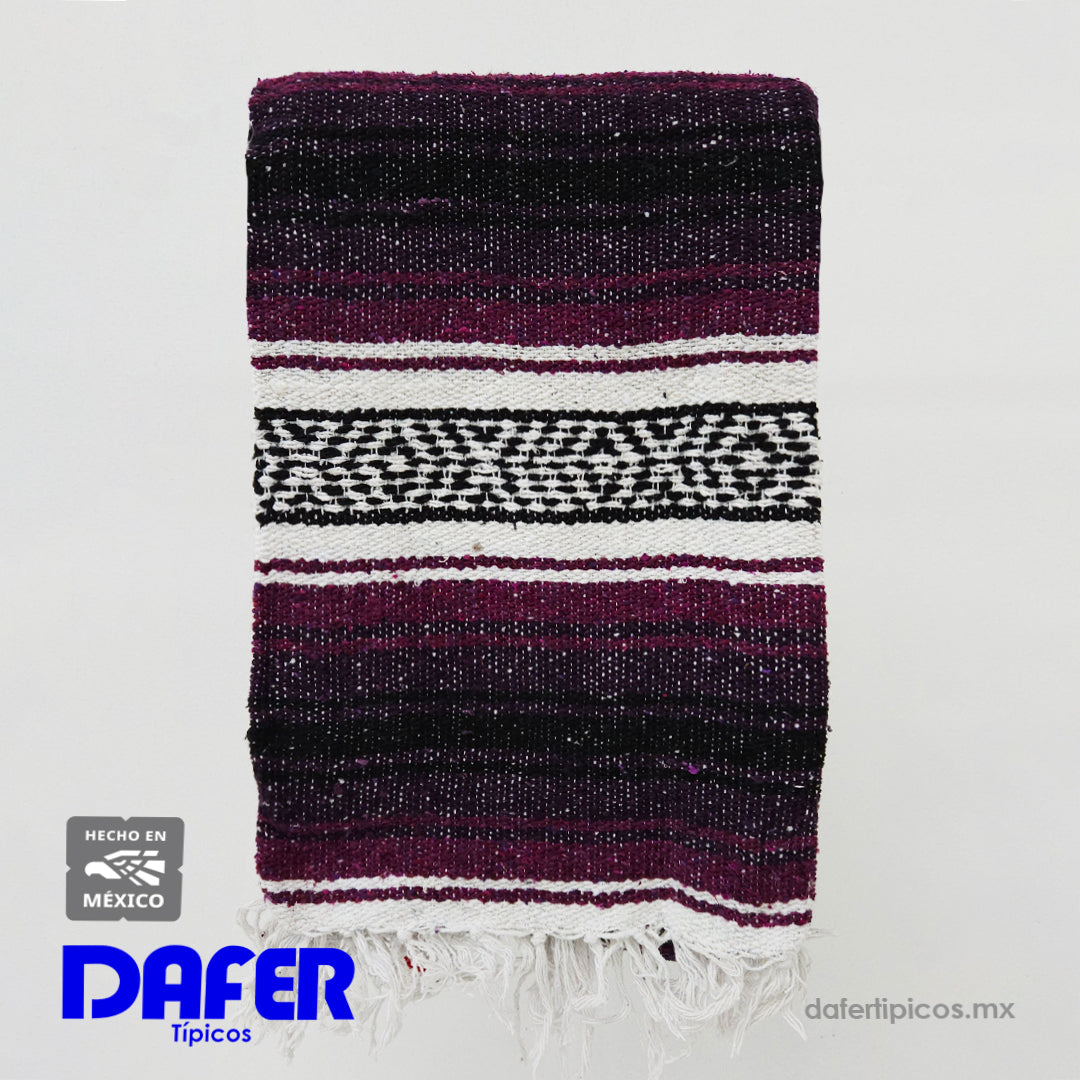 Falsa Artesanal 1.90m X 1.20m Cobija Multiusos Mexicana Violeta Oscuro