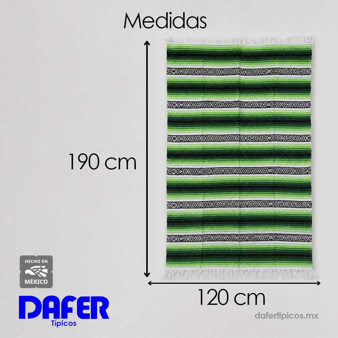 Falsa Artesanal 1.90m X 1.20m Cobija Multiusos Mexicana Verde Lima