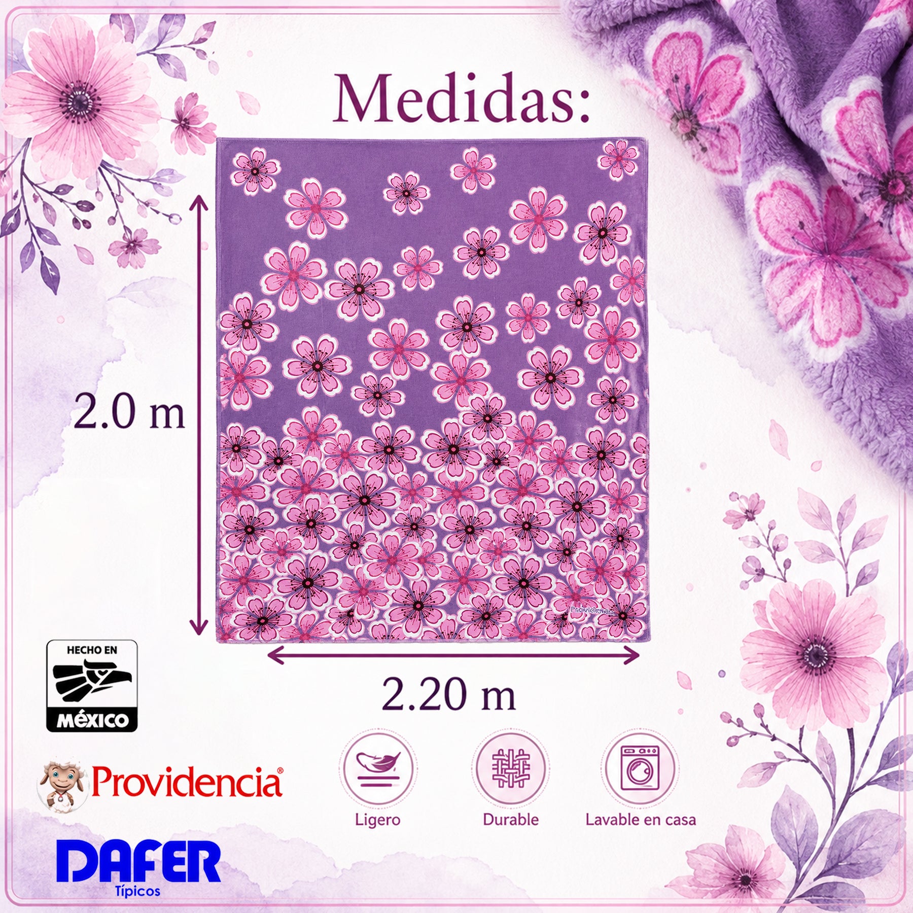 Edredón Borrega Soft Sobrecamero 2x2.20m Marca Providencia® Malaga