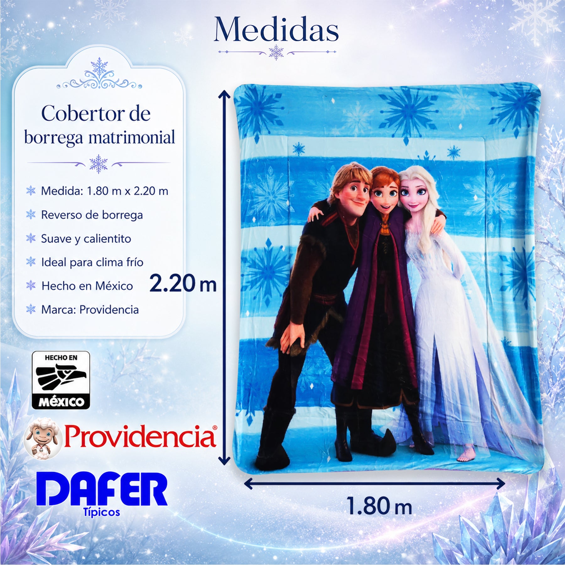 Cobertor Borrega Matrimonial 1.80x2.2m Infantil Providencia® Frozen