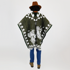 Jorongo Gaban Artesanal Mexicano Gallos Verde Musgo