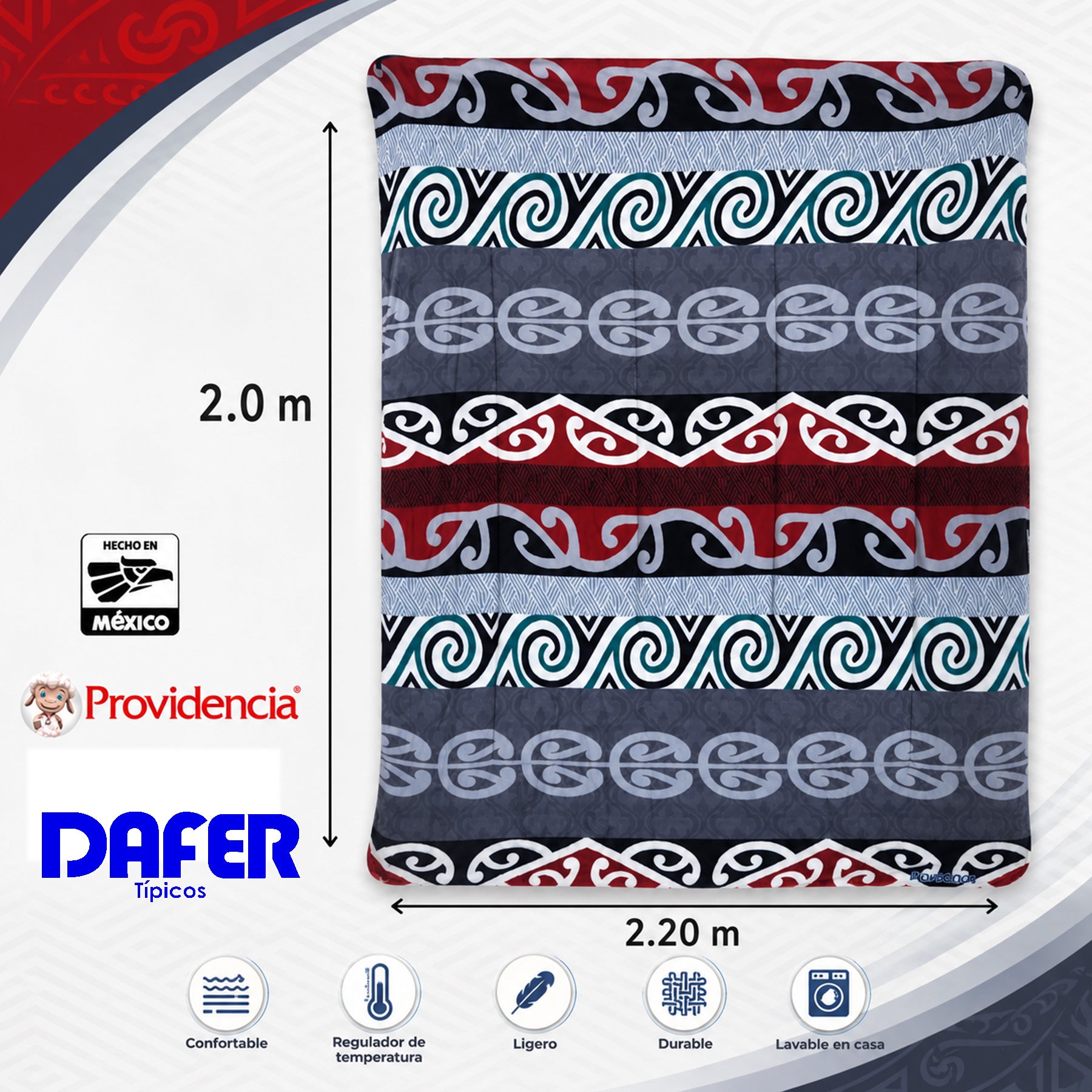 Edredón Borrega Soft Sobrecamero 2x2.20m Marca Providencia® Tribal