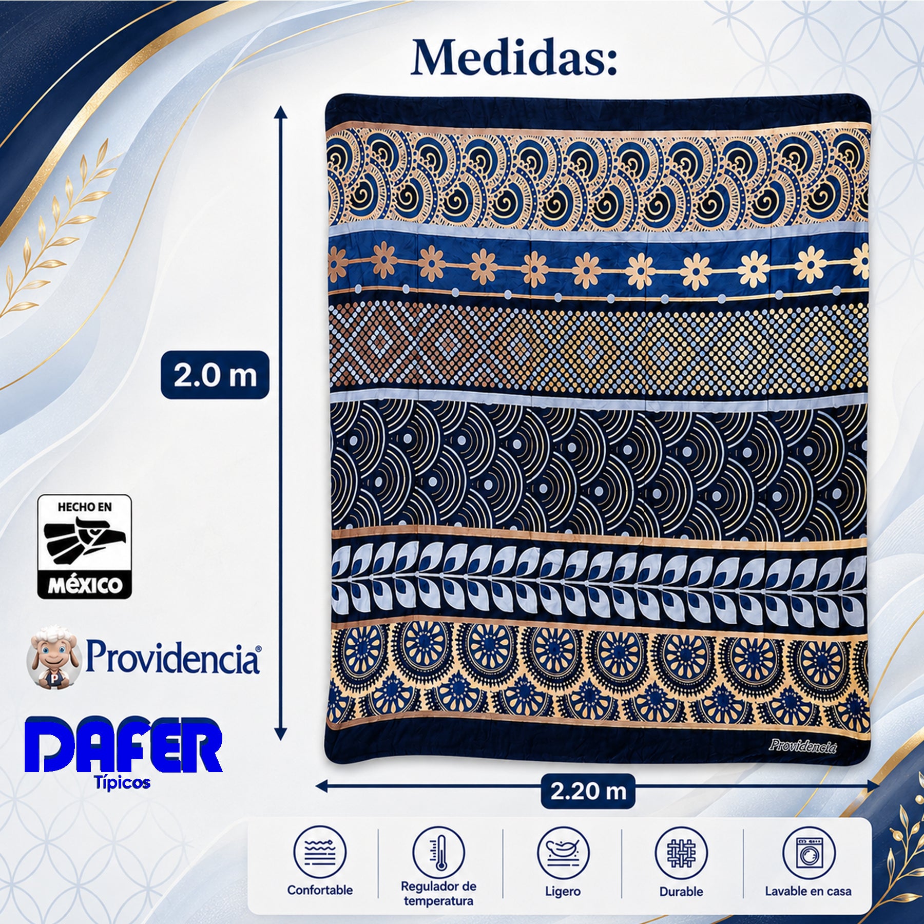 Edredón Borrega Soft Sobrecamero 2x2.20m Marca Providencia®