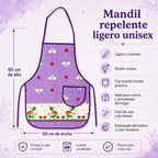 Mandil Delantal Ajustable Multiusos Repelente 65x50cm Lila Patos
