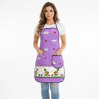Mandil Delantal Ajustable Multiusos Repelente 65x50cm Lila Patos