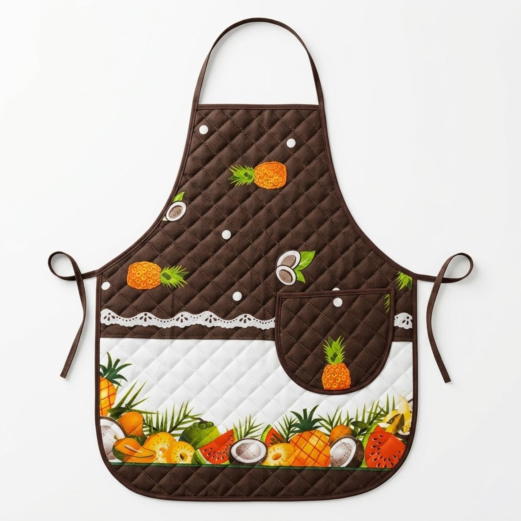 Mandil Delantal Ajustable Multiusos Repelente 65x50cm Marrón Frutos