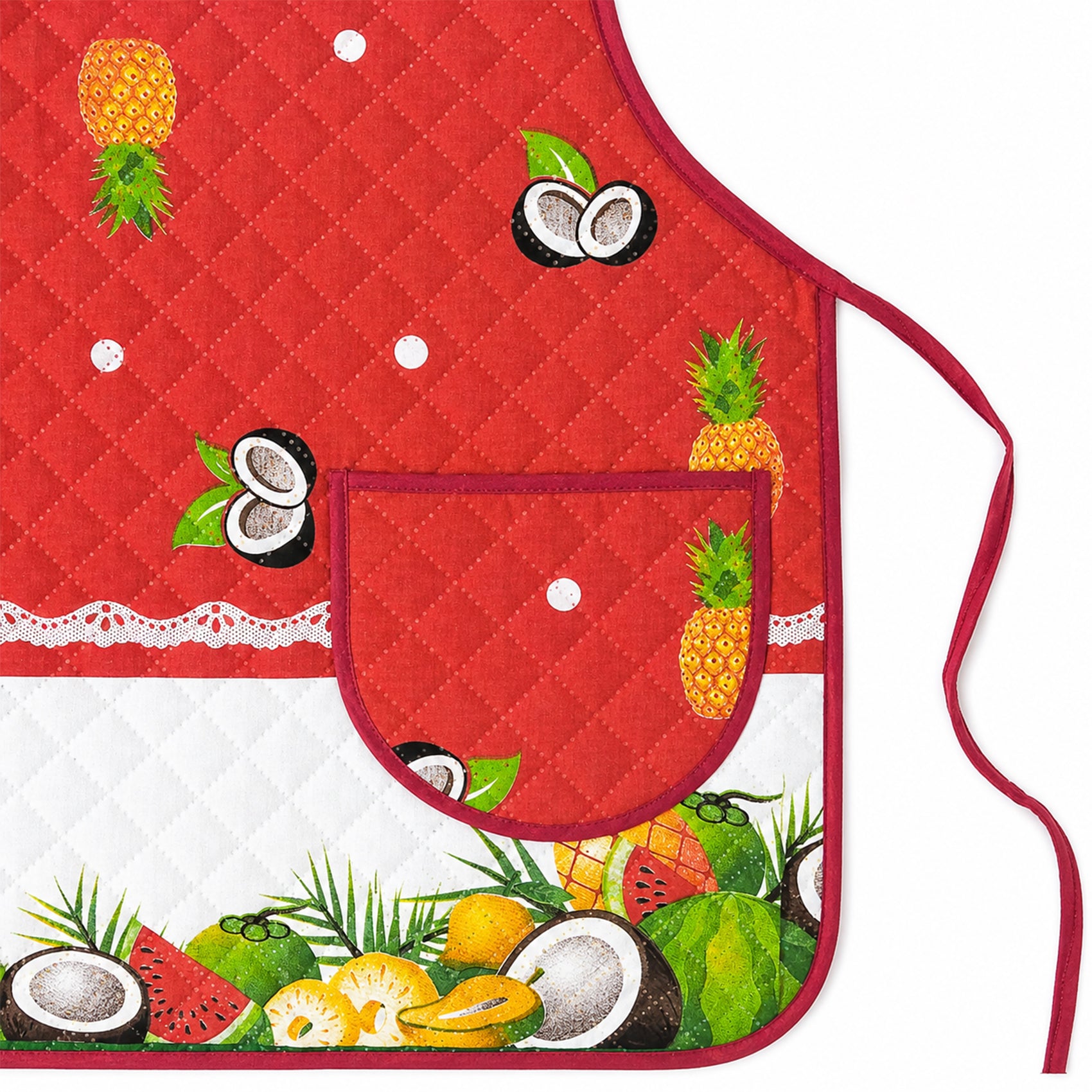Mandil Delantal Ajustable Multiusos Repelente 65x50cm Rojo Frutos